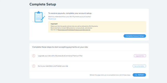 wix payments dashboard