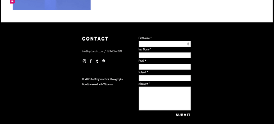 wix photography template benjamin diaz contact