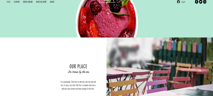 wix restaurant template gelato image layout