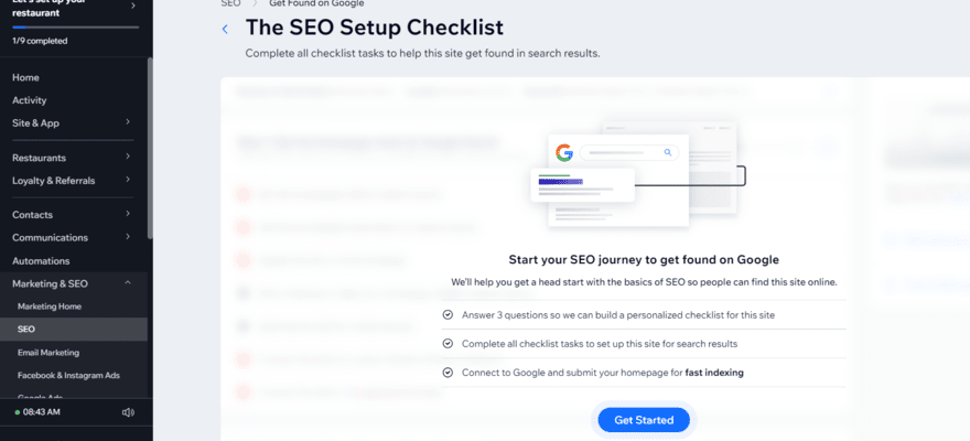 Setting up Wix's SEO checklist in the backend