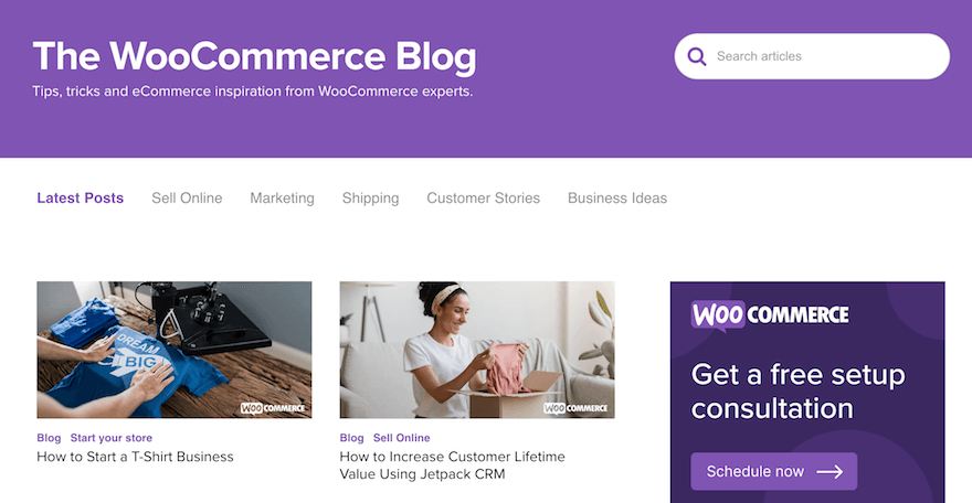 WooCommerce blog screenshot