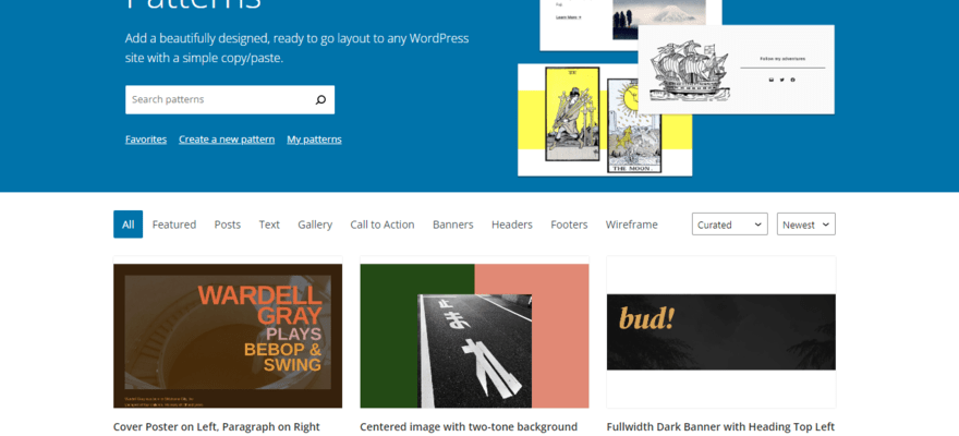 WordPress.org pattern homepage
