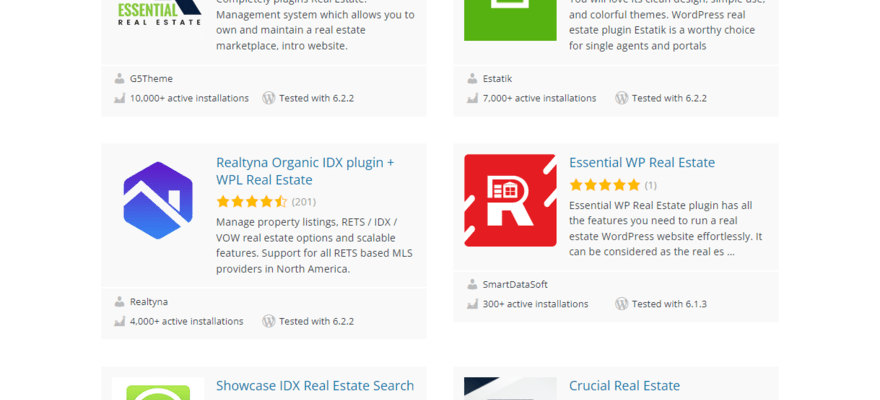 Selection of 6 real estate plugins for WordPress.org